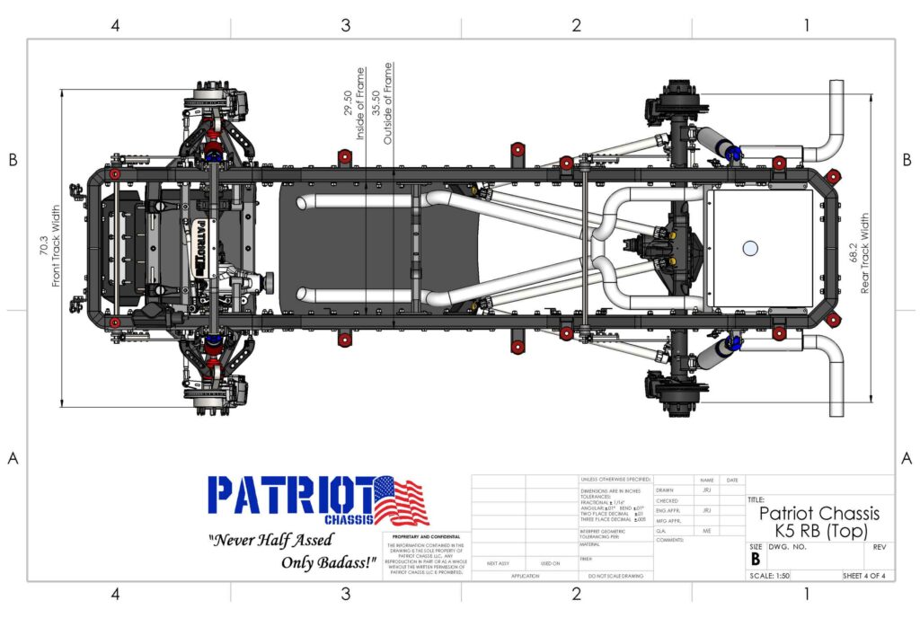 Patriot Chassis, Patriot K5, K5 Frame, K5 Chassis, Classic Truck Chassis, four wheel drive chassis, Independent front suspension, IFS Chassis.